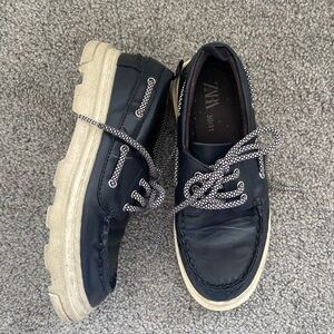 Zara Boys Navy Boat Shoes